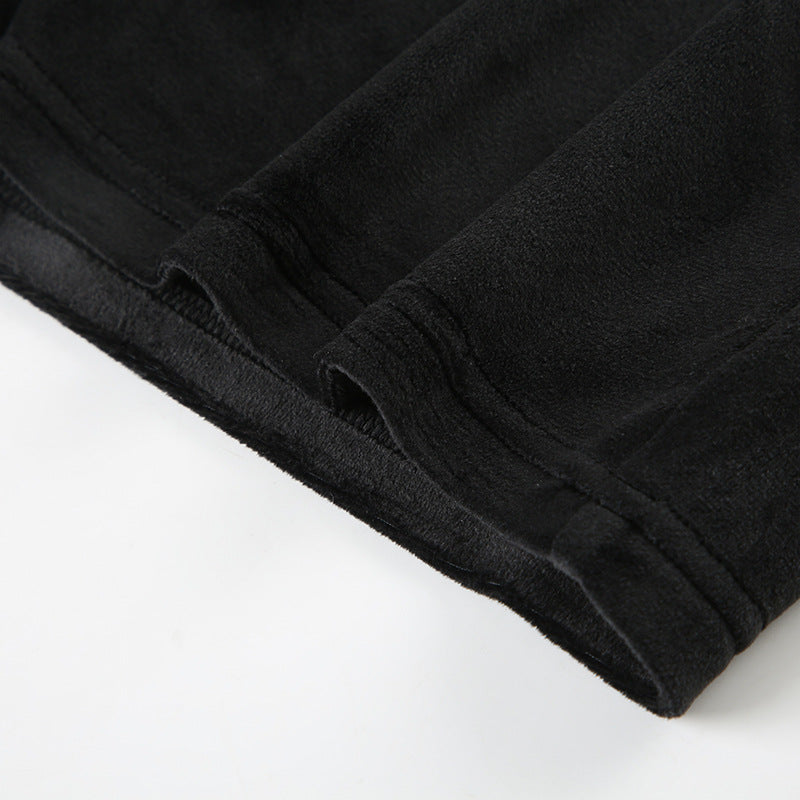 Drilling Low Waist Drawstring Patchwork Slimming Casual Pants